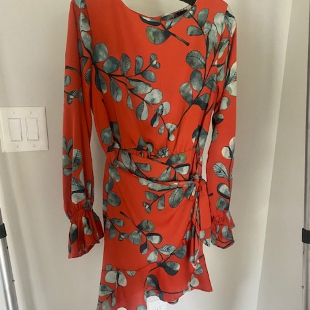 Wade Voss - cute ruffle mini dress in a chili pepper color - size SM